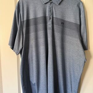 Travis Mathew Gray Polo Shirt with Gradient Stripes